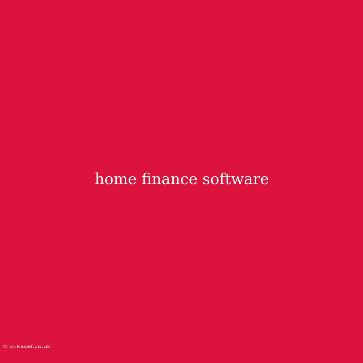 Home Finance Software
